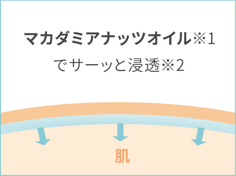 マカダミアナッツオイル※1で<br>サーッと浸透※2