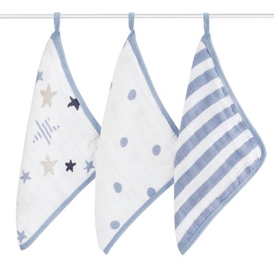 aden+anais（エイデンアンドアネイ）【日本正規品】ウォッシュクロスセット 3枚セット　rock star 【ボックス入り】