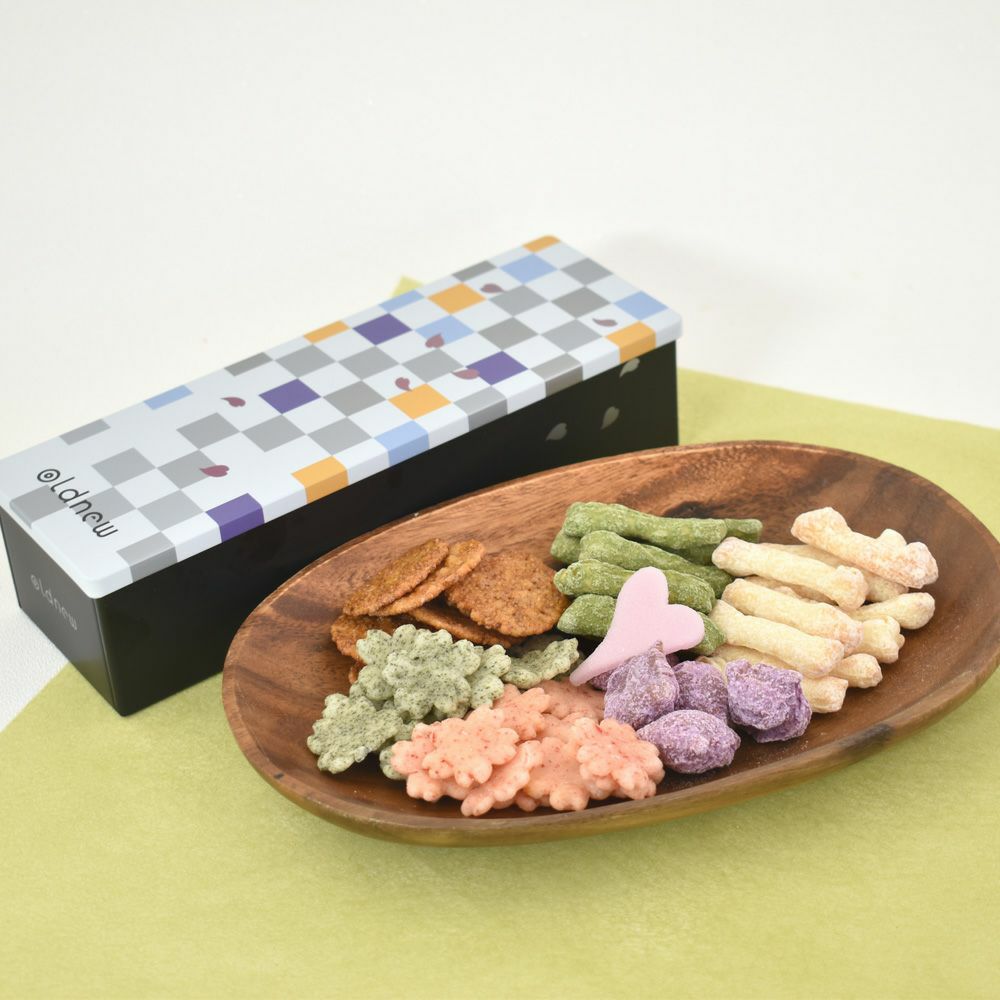 oldnew 缶入りおかき 彩（いろどり）