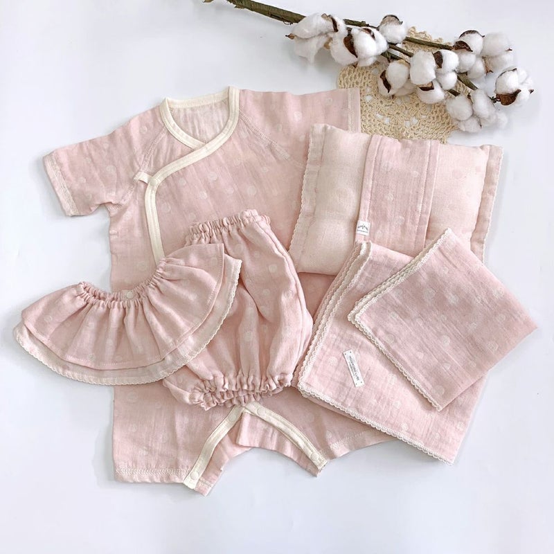 ikujikobo（育児工房）オーガニック二重織ガーゼ 水玉 授乳用マクラ ピンク