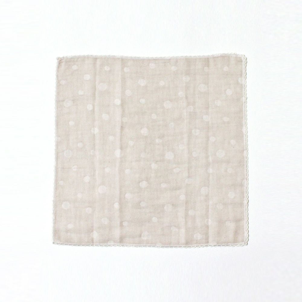 ikujikobo（育児工房）オーガニック二重織ガーゼ 水玉 ハンカチ グレー