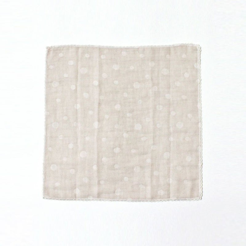 ikujikobo（育児工房）オーガニック二重織ガーゼ 水玉 ハンカチ グレー