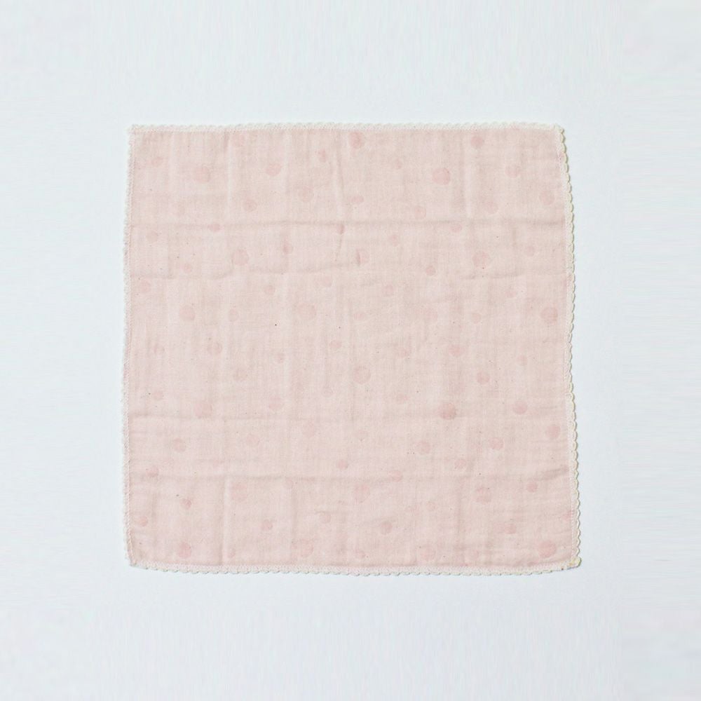 ikujikobo（育児工房）オーガニック二重織ガーゼ 水玉 ハンカチ ピンク