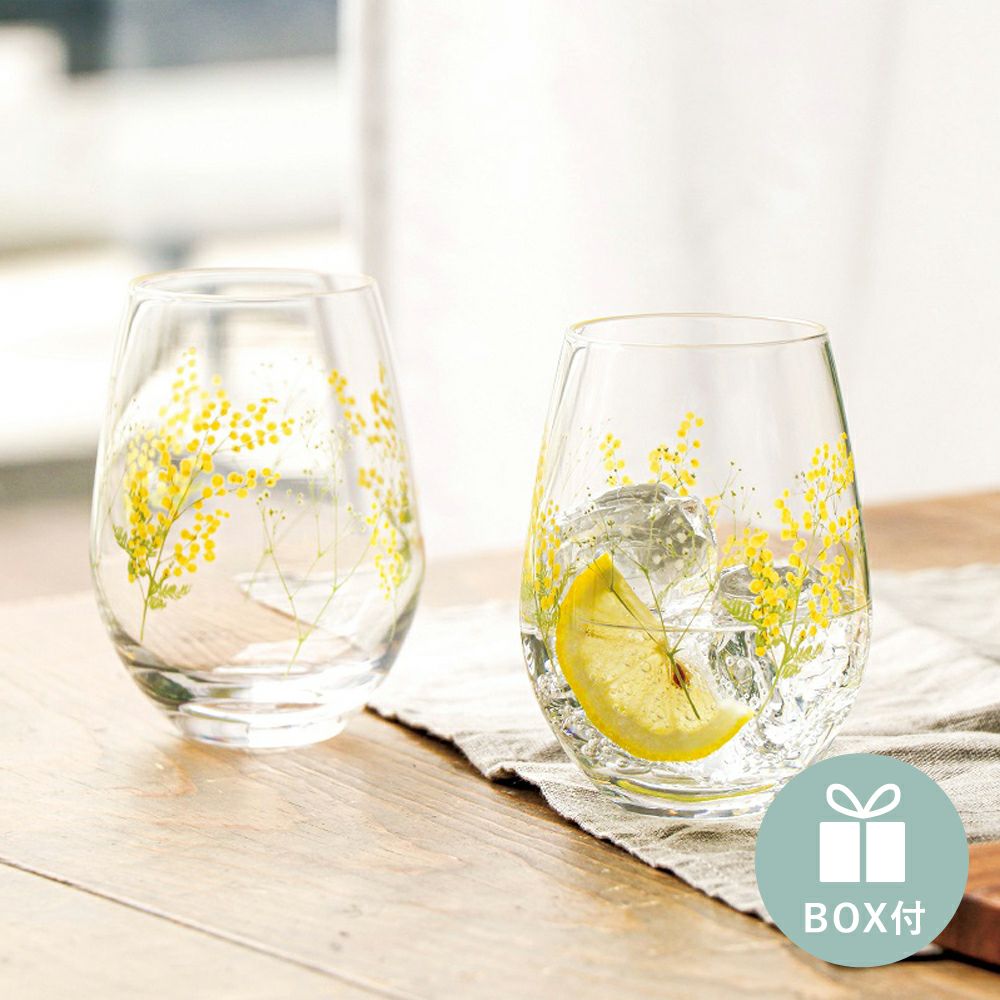 花文 hanafumi ペアタンブラー（ミモザ・かすみ草柄） | Aming