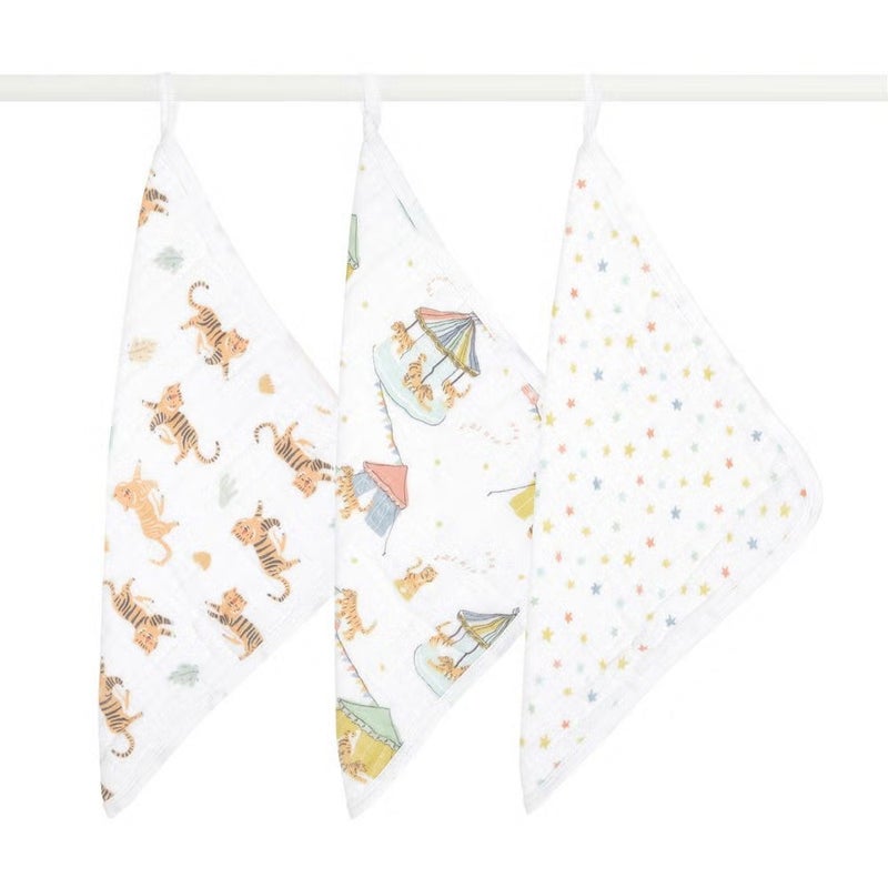 aden+anais（エイデンアンドアネイ）【日本正規品】モスリンコットン ウォッシュクロス 3枚セット year of the tiger 3-pack classic washcloths【数量限定！2022年の干支のトラ柄】 【ボックス入り】