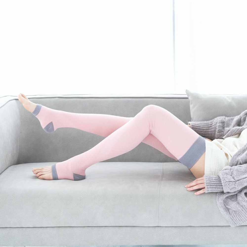 靴下サプリ 寝ながらロングうずまいて血行を促すソックス ピンク23cm