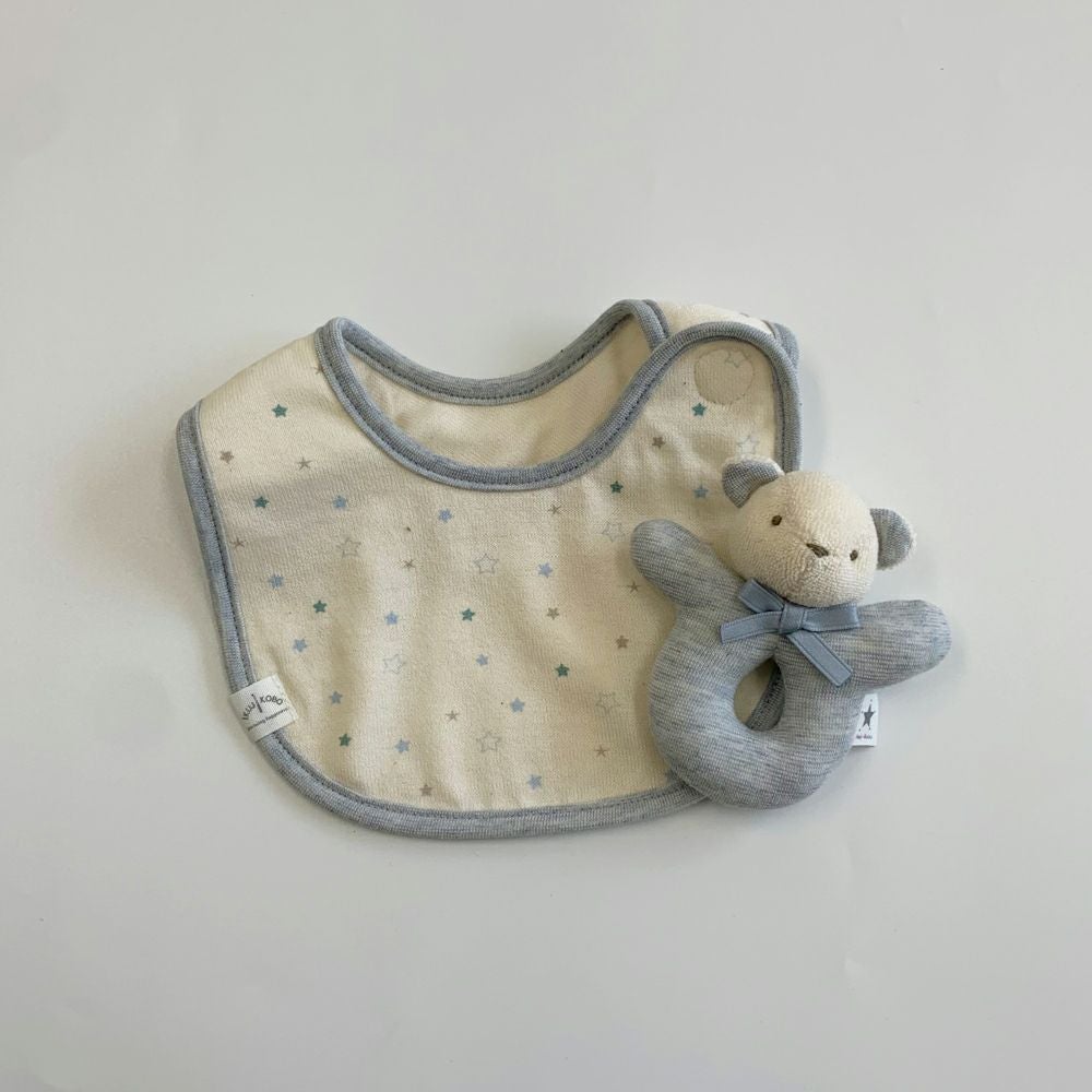 ikujikobo（育児工房） ギフトセット スタイ&ラトル 金平糖 ブルー