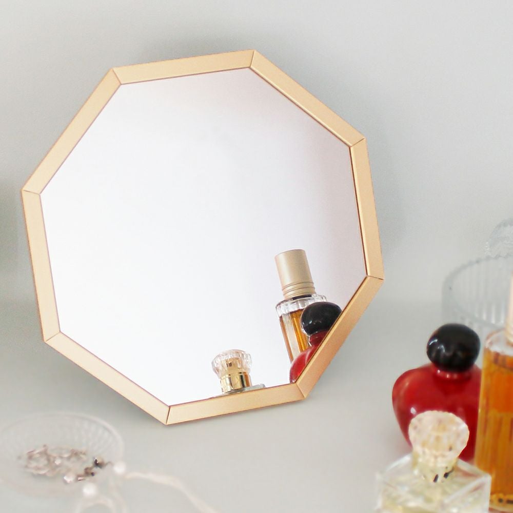 オクタム 八角形 スタンド/ウォールミラー ゴールド | Amingオンライン