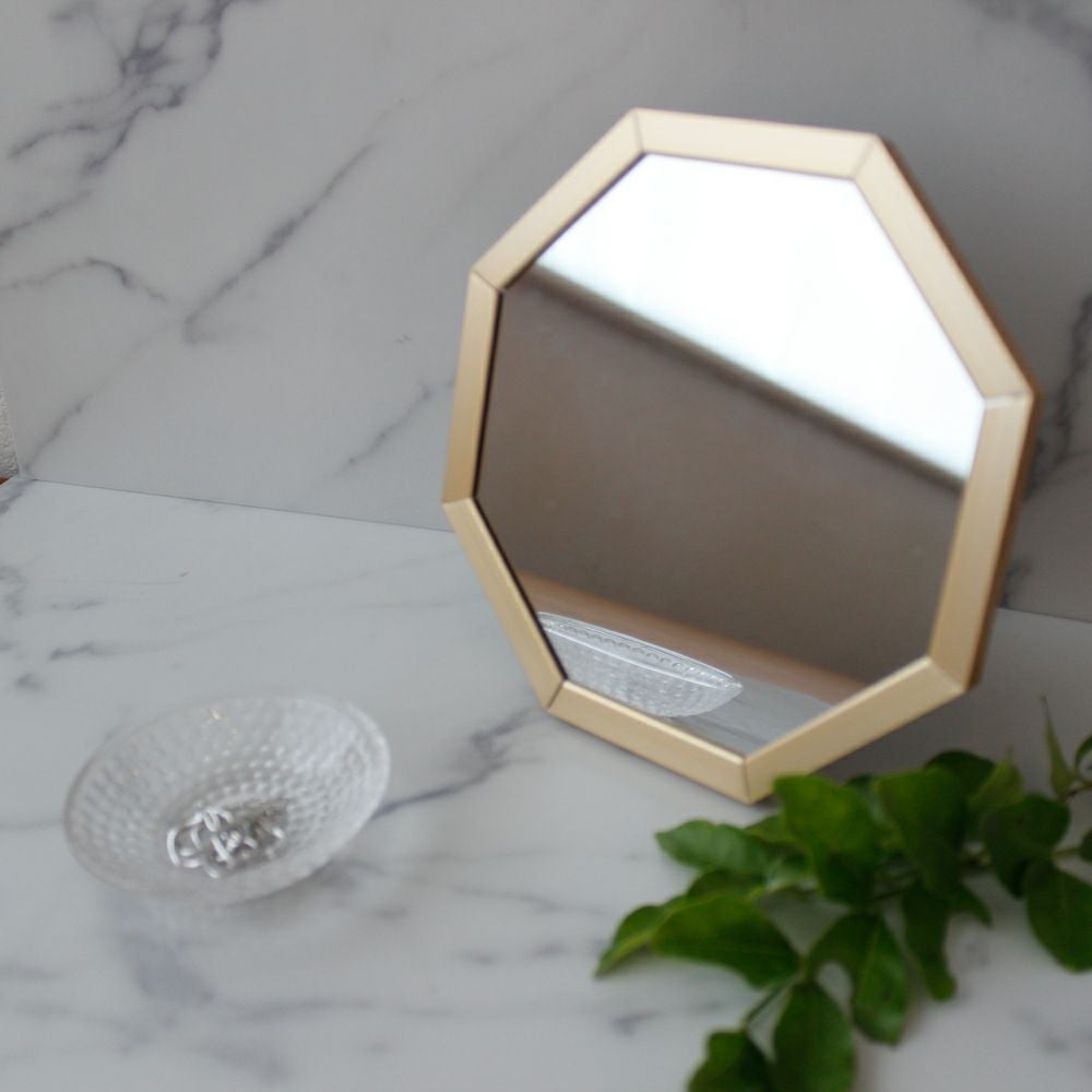 オクタム 八角形 スタンド/ウォールミラー ゴールド | Amingオンライン