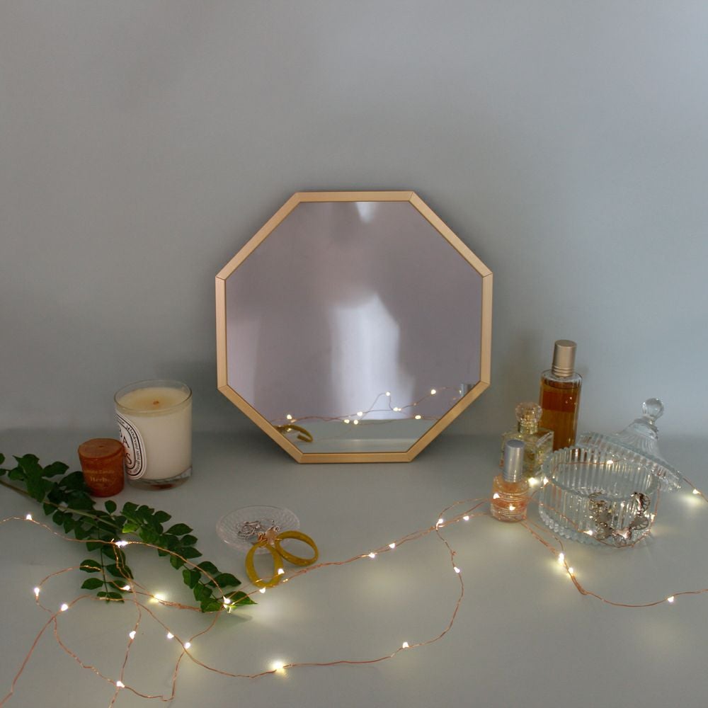 オクタム 八角形 スタンド/ウォールミラー ゴールド | Amingオンライン