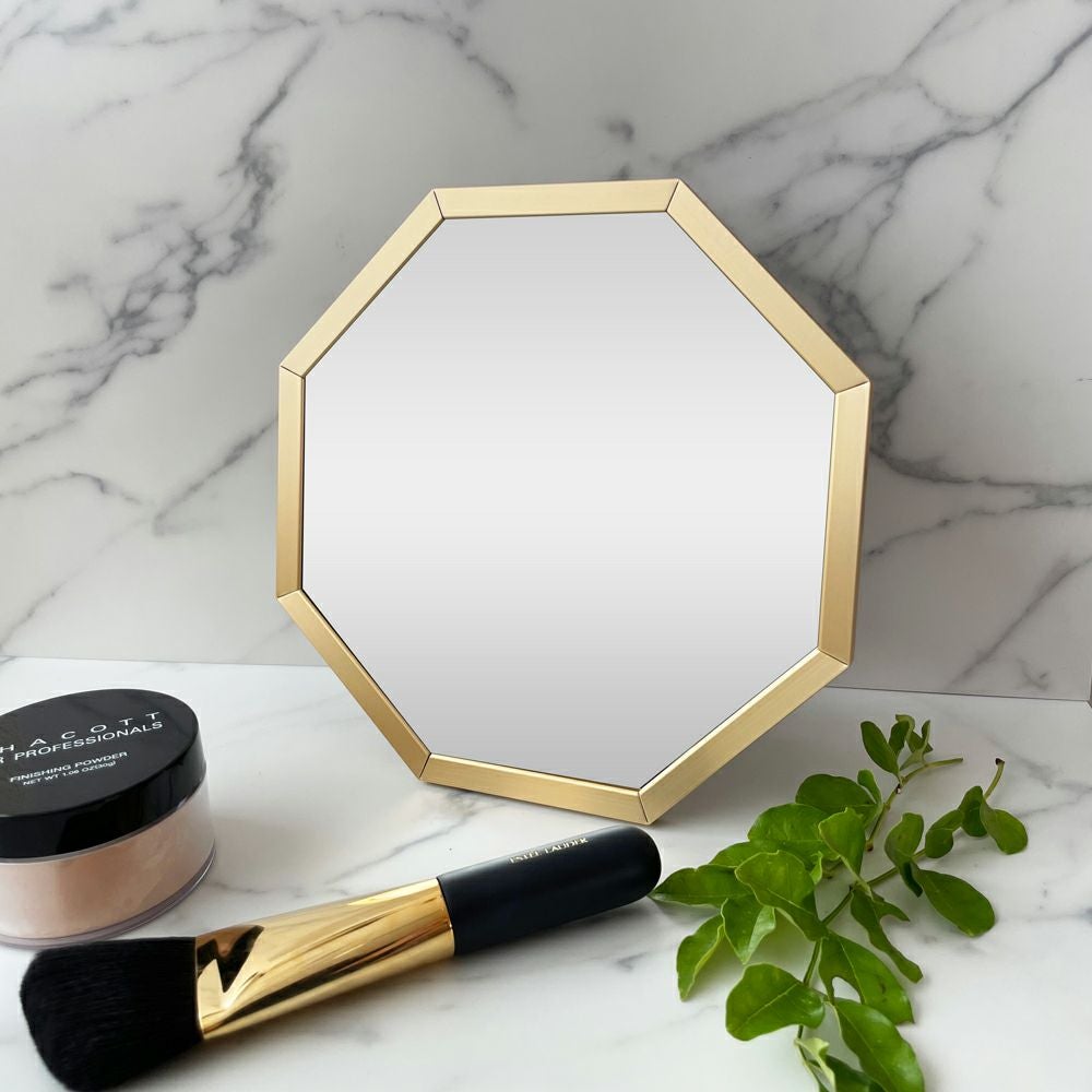 オクタム 八角形 スタンド/ウォールミラー ゴールド | Amingオンライン
