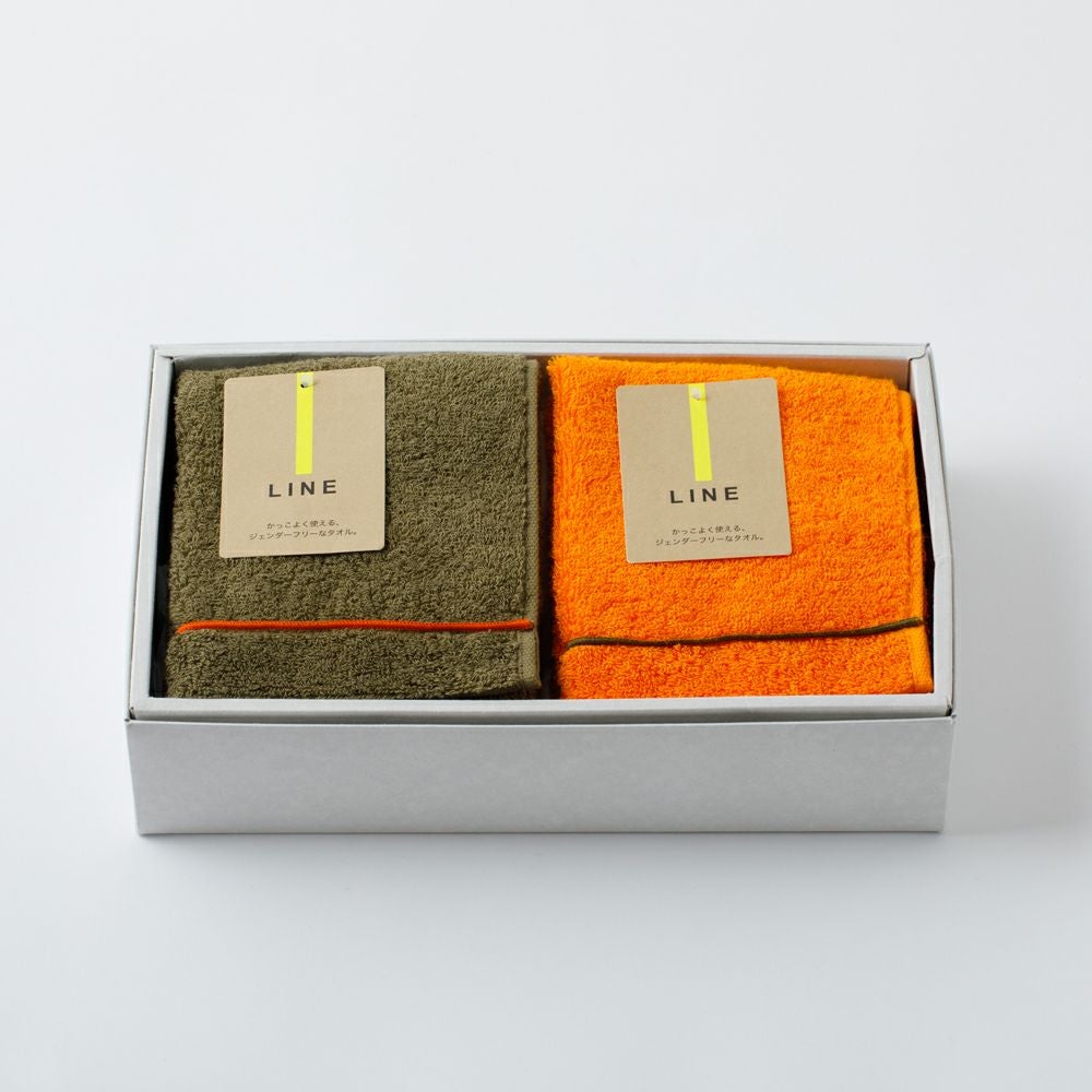 今治タオル LINE(ライン) ウォッシュタオル2枚セット【ギフトボックス