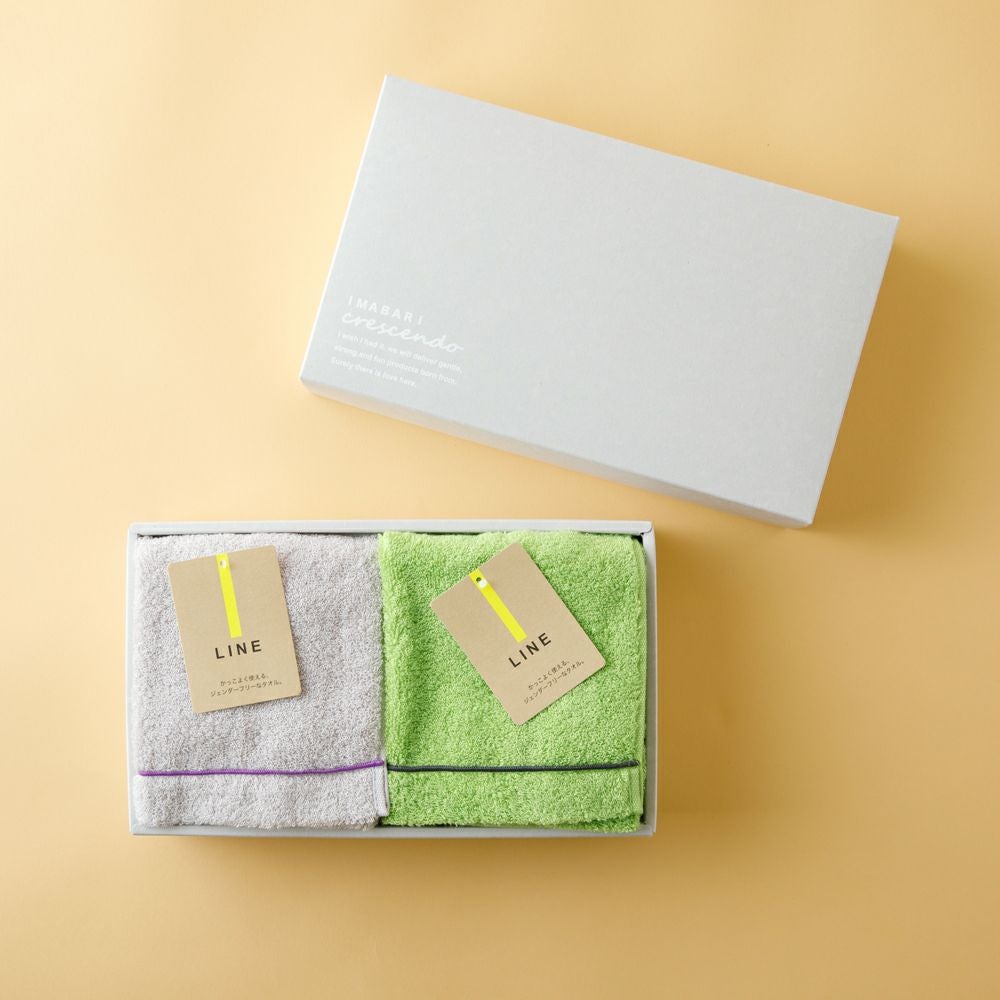 今治タオル LINE(ライン) ウォッシュタオル2枚セット【ギフトボックス