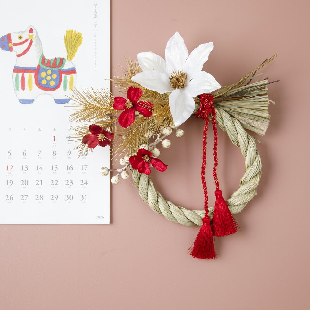 お正月飾り しめ飾り お正月リース お正月フラワーアレンジ（造花）B